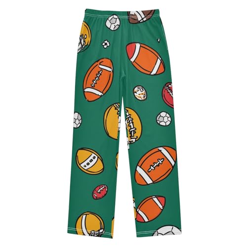 ZZXXB Cartoon Football Print Boys Long Pants Soft Trousers Elastic Waist Kids Lounge Bottoms with Pockets S-XL