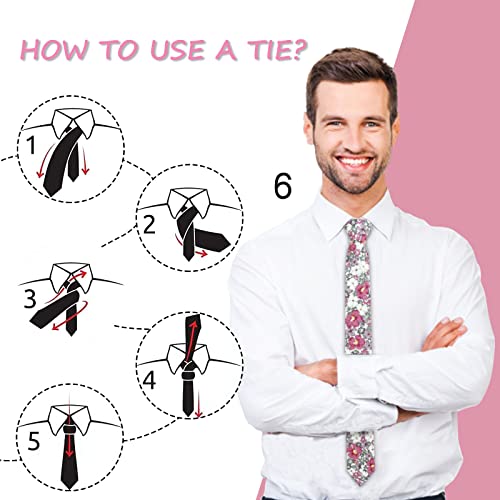 Image of Mantieqingway Men's Cotton Floral Neck Tie 2.56'' Printed Skinny Tie