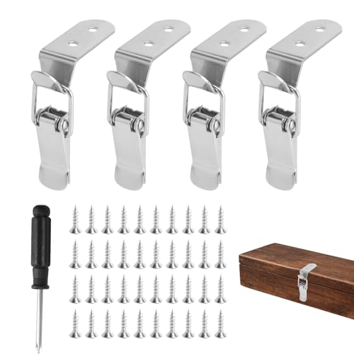 TMZELOA 4 Pièces Fermeture à Levier à Pression en Acier Inoxydable 304, Loquet à Bascule à 90 Degrés avec Mécanisme à Ressort, Fermoir Solide pour Portes, Armoires, Fenêtres et Boîtes