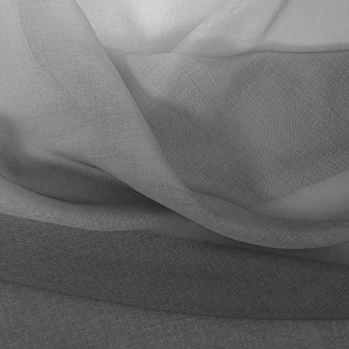 Dwcn Grey Faux Linen Ombre Sheer Curtains - Semi Voile Gradient Rod Pocket Curtains For Bedroom And Living Room, Set Of 2 Window Curtain Panels, 52 X 84 Inches Long #TOP5