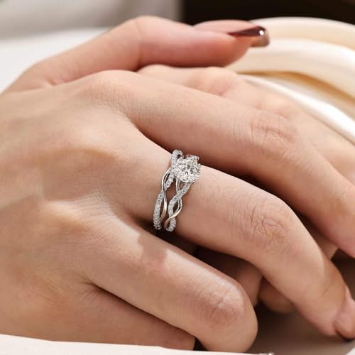 Moissanite Infinity Wedding Ring Sets For Women Round Cut Bridal Ring Sets 925 Sterling Silver Sz 5-103