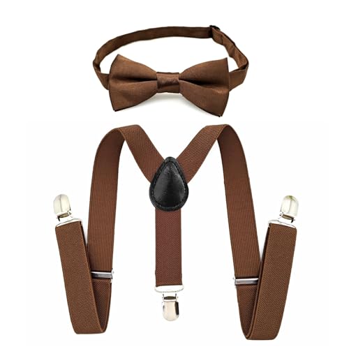 JZK Kaffeebraun Kinder Fliege und Hosenträger Set für Jungen...