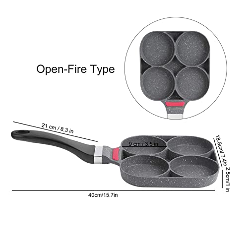 Foto von Zerodis Pfannkuchen Pfanne Omelette Pfanne, 4-Hole Multipurpose Frying Pfanne Frying Pan Bratpfannen Küche Frühstück Pfannkuchen Kochpfanne Aluminium Form 19cm(Open flame induction cooker)