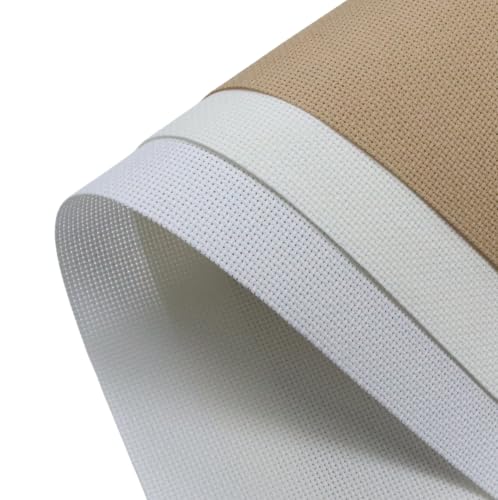 Image of KCS 3 pc of 15 inch x 18 inch(38cmx45cm) 18 Count Cross Stitch Cotton Aida Cloth Needlework Rolled Fabric Box,18CT,White+Antique White+Khaki