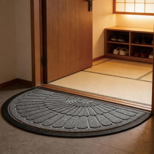 Paillasson extérieur lavable 50x80cm tapis entrée demi-lune résistant
