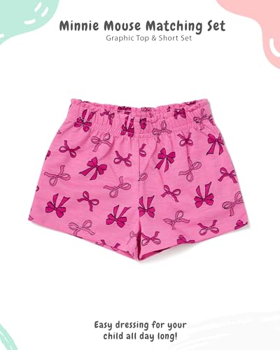 Image of Disney Minnie Mouse Outfit for Girls, 2-Piece Short Set | Minnie Mouse Shirt and Short, Elastic Waist, Disney Trips, Summer Play