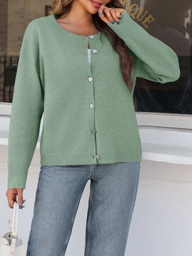 Image of Saodimallsu Womens Cardigan Sweaters Button Down Long Sleeve Knit Outerwear 2025 Trendy Fashion Open Front Outfits