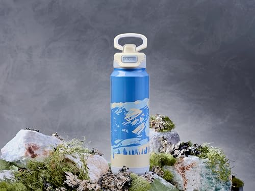 Image of ZULU Powerfill Pro 32oz Stainless Steel Water Bottle with Quick Fill Lid, Triple Walled Vacuum Insulated Metal, Leak Proof Locking Lid, Sip and Chug, Reusable BPA Free, Holiday Drop, Summit