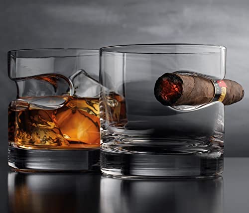 Gifts For Men, Cigar Whiskey Glass, Old Fashioned Whiskey Glasses With Indented Cigar Rest #TOP4