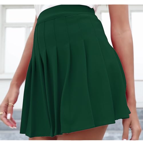 Image of Girstunm Women's Pleated Skirt Mini Skater Basic Skirts High Waist School Girls Uniform Short Cheerleader Skirt