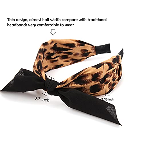 Bow Headbands For Women, Fashion Polka Dot Headbands With Rabbit Ears, Vintage Wide Bunny Headbands With Bow For Hair, Knotted Headbandsturban Headbands For Women Plaid Leopard Headbands (6 Pcs) #TOP6