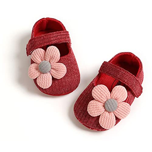 Avodova Baby Girls Shoes With Bow-Knot Headgear, Newborn Princess Non-Slip Flat Shoes Mary Jane Wedding Dress Shoes For Babies And Toddlers (#1 Red, 12_Months) #TOP4
