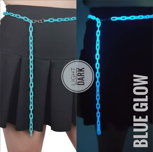 Vista 5 de Cinturón de cadena colorido Joyería de cadena para festivales rave, conciertos, fiestas 16 colores brilla en la oscuridad Reactivo UV Lima