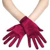 BABEYOND Short Satin Gloves for Women - Silk Opera Wedding Bridal Gloves Tea Party Banquet Costume 1920s Flapper Accessories