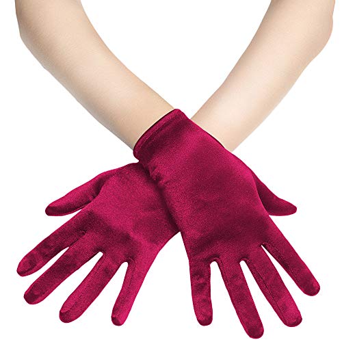 BABEYOND Short Satin Gloves for Women - Silk Opera Wedding Bridal Gloves Tea Party Banquet Costume 1920s Flapper Accessories