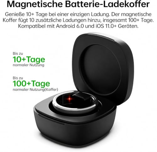 Smart Ring für Damen Herren, Keine Abonnementgebühr, 7 Tage Akkulaufzeit, Fitness Tracking Ring mit Herzfrequenz… – Ansicht 3