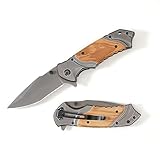 NRONON Personalized Engraved Pocket Knife Gift - Wooden Handle Folding Knife with Decorative Gift Box,Engraving for Dad, Brother, Husband | Birthday, Father's Day, Gift for Men