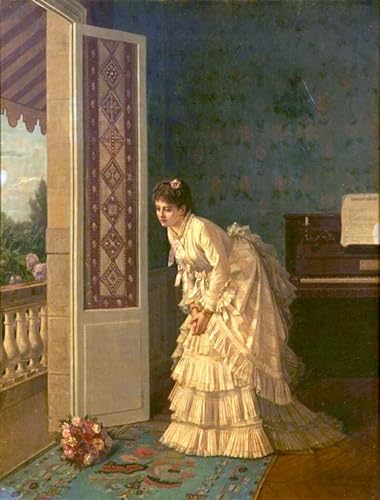 Cuadro il bouquet a sorpresa de Auguste Toulmouche pintura decorativa salón de 60x90cm