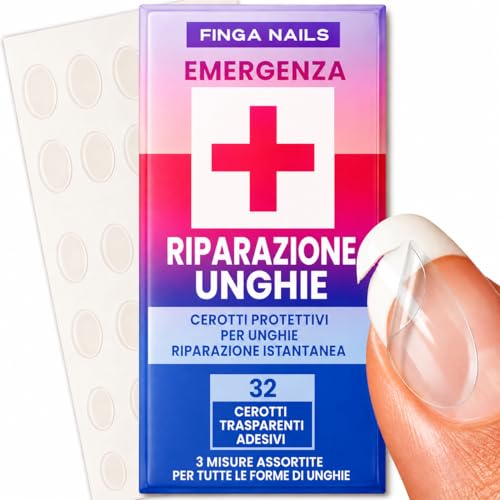 Finga-Nails Cerotti per Unghie Danneggiate - Kit Riparazione Unghie Rotte Naturali o con Smalto - Patch Trasparenti e Autoadesivi - Soluzione Temporanea per Proteggere la Manicure