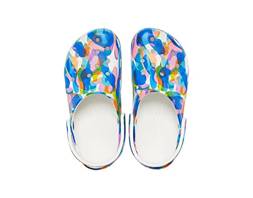 Image of Crocs Unisex-Adult Classic Graphic Clogs, White /Multi, 8 Men /10 Women