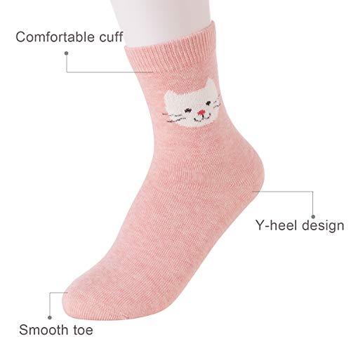 Sunbve 5 Pack Little Girls Cat Crew Cotton Socks #TOP5