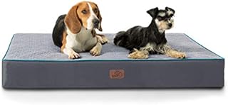 Bedsure Large Orthopedic Dog Bed for Large Dogs - Memory Foam Dog Beds, 2-Layer Thick Pet Bed with Removable Washable Cover and Waterproof Lining (36x27x3.5 Inches), Dog Mattress, Grey