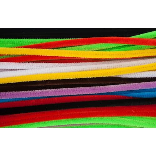 Creative Arts by Charles Leonard Chenille Stem Class Pack, 6 MM x 12 Inch, Assorted Colors, 1000/Box (65610)