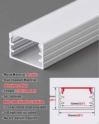 Binario di illuminazione a LED in alluminio, design flessibile a forma di U per soffitto, perfetto per garage, ufficio e soggiorno