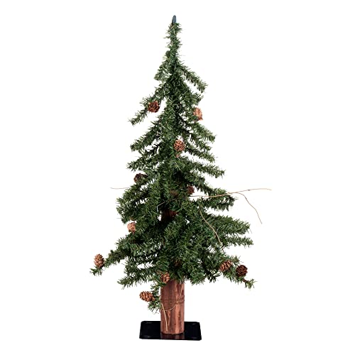 Vickerman 2' Alpine Artificial Christmas Tree, Unlit - Faux Christmas Tree - Seasonal Indoor Home Decor