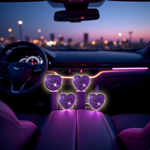 Image of 4 Pcs Heart Air Vent Clips, Cute Heart Car Air Fresheners Vents Clips Funny Cars Diffuser Vent Clips Car Interior Decor Charm Cute Cars Accessories,Decoration for Women (Purple)