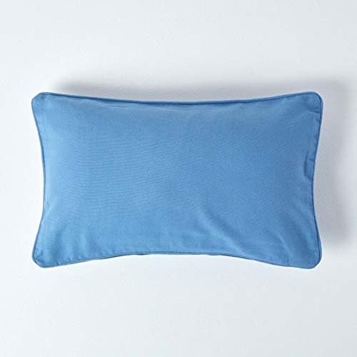 HOMESCAPES - 100% Cotton Plain Grey Cushion Cover - 30 x 30 cm Square - 12 x 12 Inches Light Grey Silver Sofa Cushion Pillow Cover - Washable