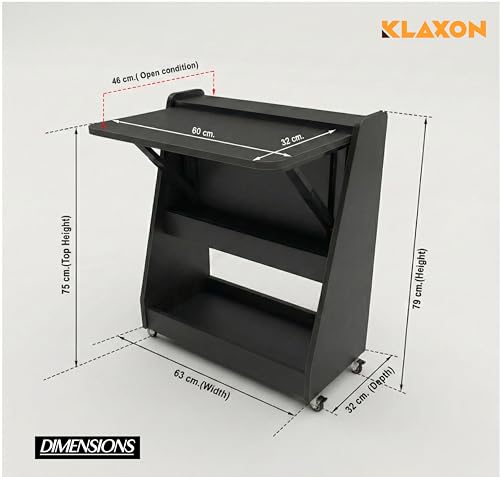 Image of Klaxon Foldable Study Table with Drawer & Storage Shelf | Compact Desk for Home & Students | Folding Design with Lockable Wheels. (Black, DIY Installation) (Black- New, Mylo)