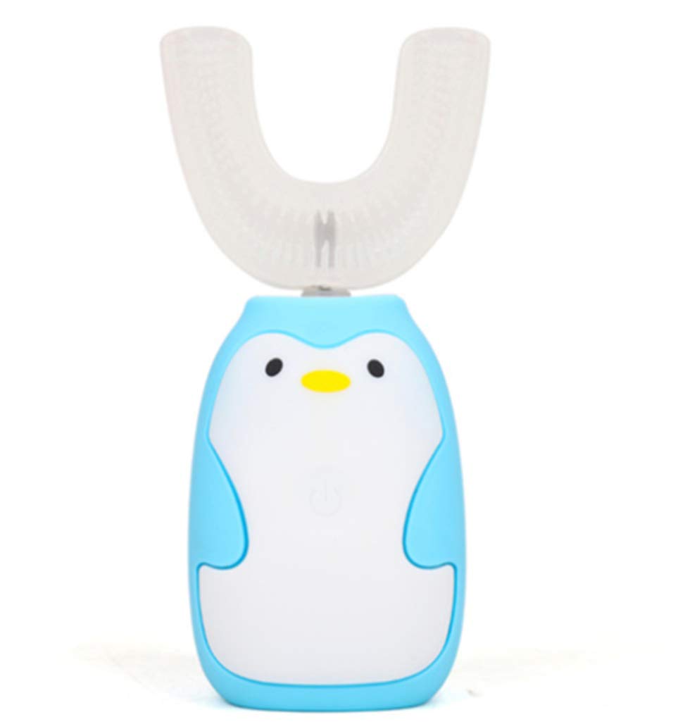 Children's Electric Toothbrush Penguin 360 ° Automatic Intelligent Hands-Free Rechargeable IPX7 Waterproof U-Sonic Electric Toothbrush Whitening Teeth for 2-12 Years Old,Blue,S