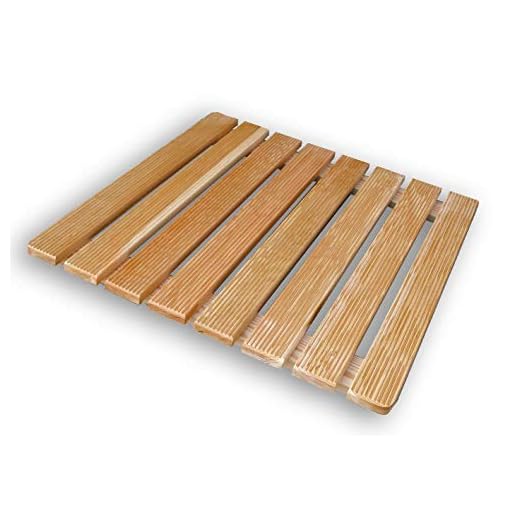 CASTELMERLINO Caillebotis de Douche en Lattes de mélèze vissées 68x68 cm pour receveurs de Douche 90x90 cm