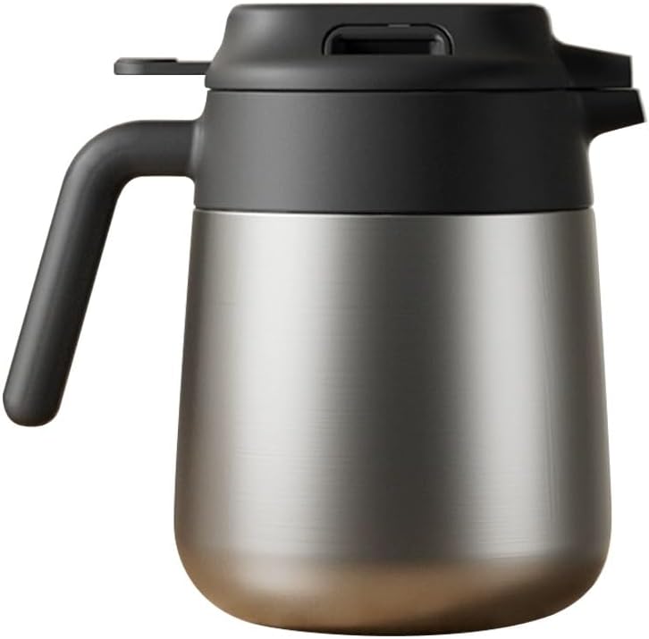 LEIYTFE 1.45L/49OZ Portable Thermal Teapot with Stainless Steel Tea Filter,Double Walled Vacuum Insulated Coffee Pot,Insulated Teapot Coffee Carafe(Silver)