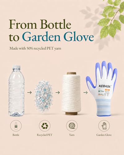 Image of Kebada Gardening Gloves for Women, MicroFoam Latex Coated, Gifts, 6 Pairs