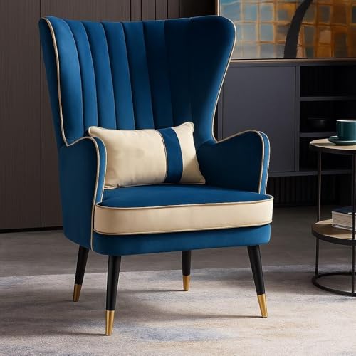 Image of Modern Chair Armchair Single Sofa Chair for Small Apartments, for Living Room or Bedroom Chair (Blue.)