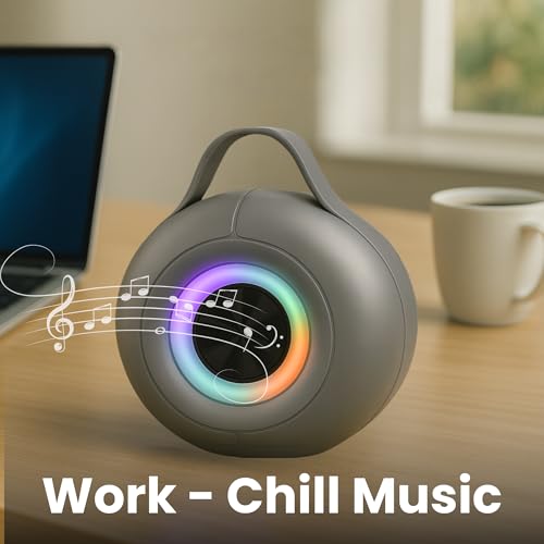 Image of OOGE Vibebox 6000 Bluetooth Speaker, 12W Portable Wireless Speaker with RGB Lights, 10H Playtime, Hi-Fi Sound, Type-C Charging, FM Radio, Pendrive & TF Card Support, Bluetooth 5.3 (Grey)