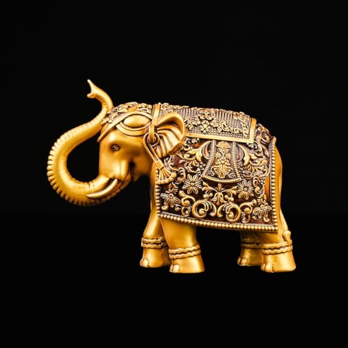 Estatua Elefante Real Dorada Antigua 5 Pulgadas miniatura 3