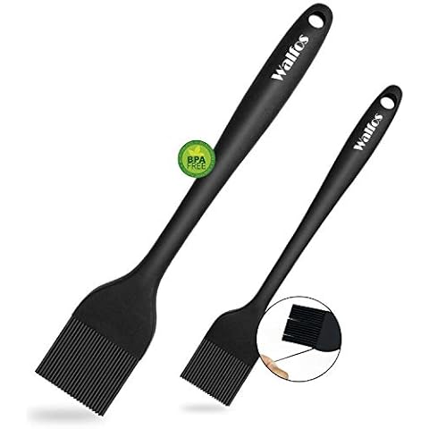Walfos Silicone Basting Pastry Brush, 450°F Heat Resistant Pastry Brush Set, Prefect for BBQ Grill Baking Kitchen Cooking, Strong Steel Core and One-Pieces Design, BPA Free and Dishwasher safe (2 Pcs) Cover