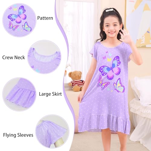 Play Tailor Girls Nightgowns Toddler Pajamas Princess Summer Sleepwear Kids Flying Sleeves Nightdress for Girls4