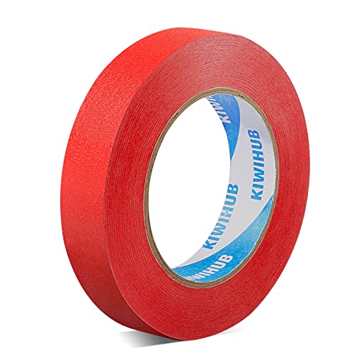 KIWIHUB Red Painters Tape 1 inch x 60 Yards - Clean Release Masking Tape for Painting Labeling DIY Crafting Decoration and School Projects