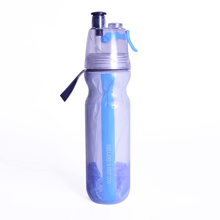 TECH DISCOUNT - Botella de agua isotérmica (500 ml, plástico reutilizable, doble pared, botella caliente/fría, vaporizador de larga duración, aislado (azul)
