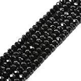 6mm Natural Black Spinel Faceted Rondelle Loose Beads 16 Inch