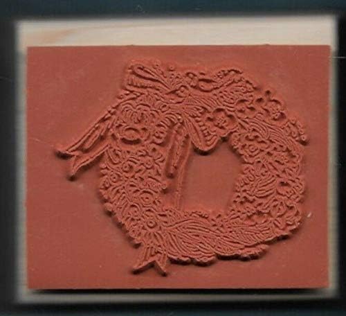 Rubber Stamps Wreath Song Birds Floral Bow Grapevine 1997 Wood Mount Stamp for Teaching Card Making, DIY Crafts, Scrapbooking