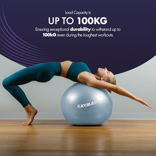 KAYMAN Exercise Ball - Anti-Burst System, Non-Slip Rings, Durable Material, Easy to Inflate, Ideal for Yoga, Pilates, Fitness, Balance Training, Gym, and Home Workouts - Image 6