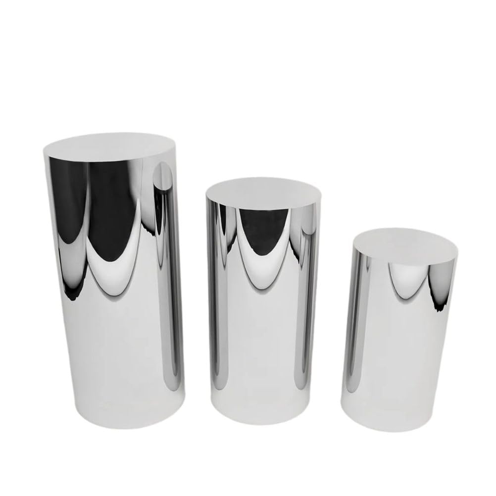 3/5 Pezzi Supporto Tavola Dessert, Colonne in Acciaio Inox per Tavola Dessert, Piedistalli per Display, Supporto per Racks di Torta, Ideale per Matrimonio e Feste,Medium 3piece Set