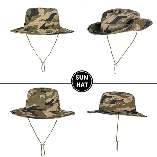 Image of Sun Hats for Men Women Boonie Hat Foldable Fishing Hat UPF 50+ Bucket Hat for Fishing Hiking Garden Safari Beach