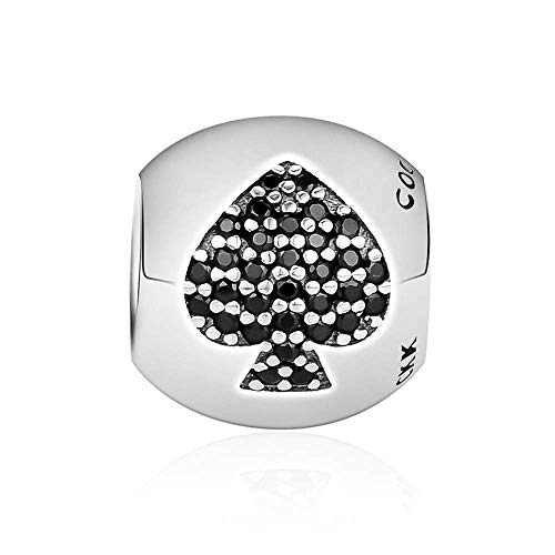 CKK Rock on Hand Gesture Authentic 925 Sterling Silver Pendant Beads for Pandora Pendants Bracelet/ Necklace for Jewelry Making (Spades & Plum)