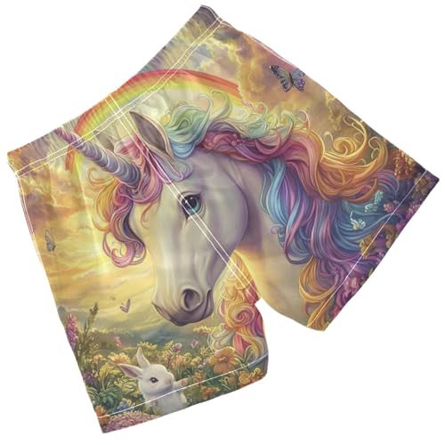 Pigsaly Boys Swim Trunks Butterfly Unicorn Rainbow Boys Board Shorts Swimsuit Swimwear Summer Bathing Suit S2
